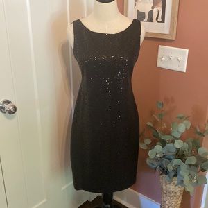 Muse | black | sequins | tank | draped back | side zipper | lined | 6 | dress